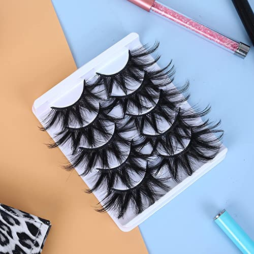 Molain Mehrschichtige Wimpern Falsche Wimpern Dramatische 25 mm künstliche Nerzwimpern Packung mit 5 Paar Wispy Long Thick Fluffy Strip Eye Lashes