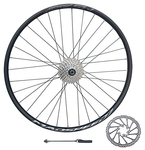 Madspeed7 QR 700c 28 (ETRTO 622x20) Hybrid Bike Disc REAR Wheel + 8 Speed Cassette (11-34t) + 160mm Disc Rotor - Sealed Bearings (6 Bolt) Disc Brake Hub (Very Smooth Hub) - Double Wall - 32x Spokes