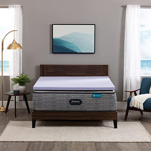 BEAUTYREST, Lavender Colored, Aloe Gel Bead, Pressure Relieving Memory Foam Mattress Topper, 2 inch, Queen