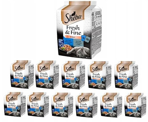 SHEBA Fresh & Fine Nassfutter für Katzen in Soße mit Thunfisch und Kalejau 72 Portionsbeutel (12 x 6 x 50 g)