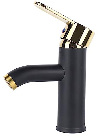 Robinet, Mitigeur Salle de Bain Noir Or, Robinet D'évier, Mitigeur De Lavabo en Acier Inoxydable, Robinets Chaud Et Froid à Poignée Unique, Pour Maison, Salle de Bain, Cuisine