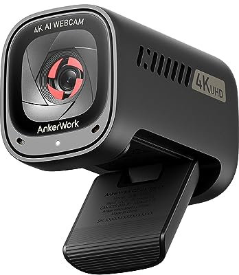 AnkerWork C310 Webcam, 4K Webcam, 12MP, 1080p@60FPS HDR, KI-Autofokus, KI-Framing, Mikros mit KI-Geräuschunterdrückung, Datenschutzabdeckung & einstellbares FOV (Generalüberholt)