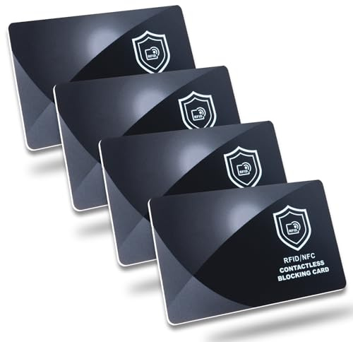 Viitech 4 Stück RFID-Blocker für Karten, NFC, Bankeinzug, Kreditkarten, Schutz für die gesamte Geldbörse, Schutz vor Identitätsdiebstahl, tragbar, schlankes Design, Reisepass-Schutzblocker