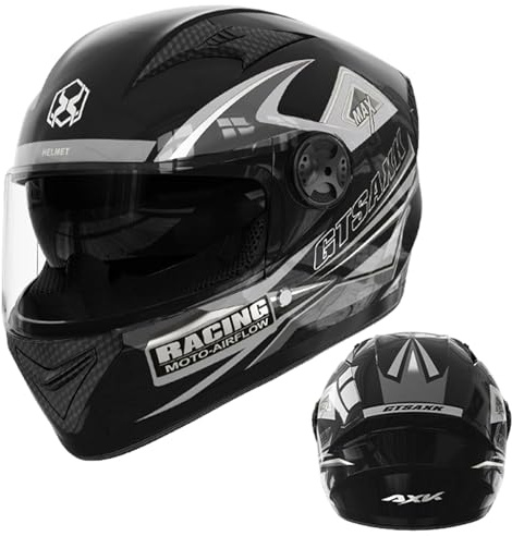54-61 Cm Casco De Motocicleta con Doble Visera De Cara Completa, Sombrero De Motocicleta con Doble Visera, Casco Integral para Moto De Calle Y Carreras con Visera Doble,