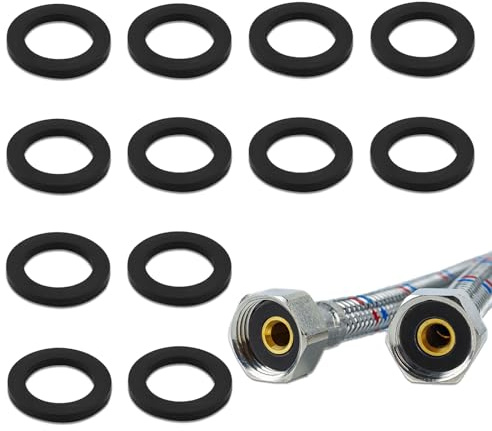 12 Pcs Rubber Hose Washer, Black Washers, Rubber Connector Seals, 39mm OD 26mm ID 3 mm thickness Faucet Pipe Water Tap Connecting Spacer Gasket Ring Fastener Bolt Shower Kitchen