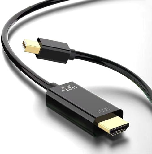 ECKDZMY Mini DisplayPort to HDMI 6 Feet Cable 4K@60Hz, Compatible with MacBook Air/Pro, Microsoft Surface Pro/Dock, Monitor, Projector and More The Noodles are 1.8 Meters Long
