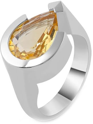 Wycian Ring Mit Gravur, Silber Ringe 925 Frauen Größe 63 (20.1) Moissanit Tropfenschliff Sekt Npassbar Für Valentinstag Freundschaftsringe Beste Freundinnen