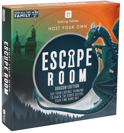 Talking Tables Dragon Edition Escape Room Game for Adults Teenager, Video Intro, QR Codes for Sciene Playlist, Present, Games Night, Birthday, Dinner Party, Secret Santa, Christmas, Age 9+, Players 1+