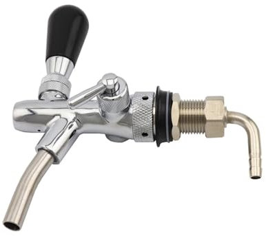 Elaboración de cerveza casera Grifo de cerveza de barril ajustable con Control de flujo cromado G5/8 vástago Home Brew Bar Kegerator grifo dispensador de cerveza Accesorios para el vino(Silver Short T