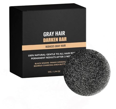 Anti-Grau-Stab für graues Haar, tragbares Verdunklungs-Shampoo für graues Haar, Anti-Grau-Seife, feuchtigkeitsspendende Haarseife, Anti-Schleifer für glänzendes und gesundes Haar, 2,7 x 6,1 x 6,1