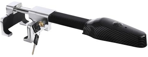 Steering Wheel Lock with Alarm, Heavy Duty Anti-Theft Car Device, Car Steering Wheel Lock with Anti-Slip Pads and 2 Keys, for Cars, Vans, Trucks, 130 dB, Black, 39 * 11.2 cm