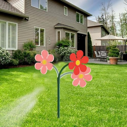 Generisch Rasensprinkler Tanzende Blume, Sprinkler Blume, farblich Sortiert, Bewässerung Sprenger beweglich, Spritzblume, der ideale Spaß für den Garten, Wasserspiele zur Gartenbewässerung (Weiß)