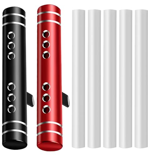KEMUZ 7 Piezas Ambientador Aire Acondicionado, Difusor De Aluminio Para Ventilación De Coche, Con 5 Varillas Aromáticas, Distribución Automática De Aire Acondicionado,Ambientador Coche Nuevo