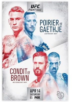 FKBALCZ Poster sur toile de boxing-UFC Fight Night ; Dustin Poirier Vs. Justin Gaethje - Décoration de chambre à coucher, bureau, chambre à coucher - 60 x 90 cm