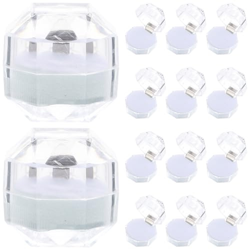SECFOU 20 Cajas De Anillo Transparentes 1.49X1.49X1.41In Organizador Acrílico Compacto Caja De Anillo De Compromiso Para Boda Fiesta Y Almacenamiento Seguro