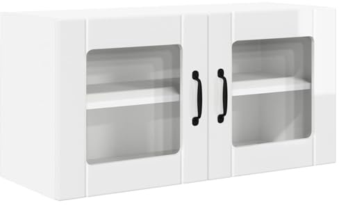 Mhdvray Armadio sospeso bianco lucido, 80 x 31 x 40 cm, con 2 ante, design moderno, robusto e durevole, per cucina, sala da pranzo, ufficio
