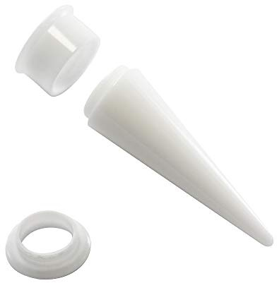 Treuheld - 2 in 1 TUNNEL DEHNER Set - Weiß - 11 Größen: 3-20mm - Flesh Tunnel & Dehner in EINEM SET - Superleichtes Dehnen - Dehnungs-Stab für Ohr Plugs & Piercings - Expander aus Kunststoff (Acryl)