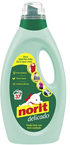 Norit Delicado - Detergente Líquido, Cuida las Prendas Delicadas, Evita la Deformación y Mantiene la Elasticidad de tu Ropa, Ideal para el Lavado a Máquina, 37 Lavados - 1125 ml