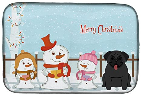 Caroline's Treasures BB2337DDM Merry Christmas Carolers - Bayeta Escurreplatos, Esterilla de secado para platos de color negro, 35,5 x 53 cm, multicolor
