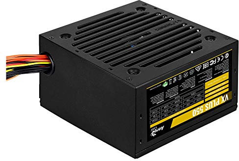 AeroCool Vx Plus 550 - Gaming-Netzteil für PC (550W, ATX, 12V, Lüfter 12cm, Vx-Design)