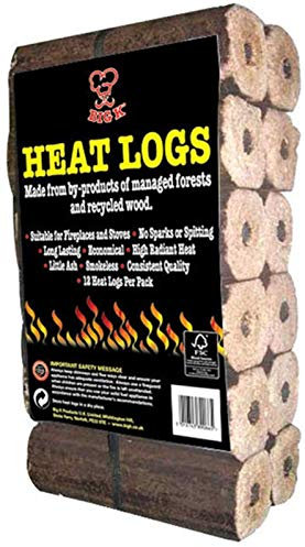 BigK 12 Heat Logs Eco HeatLogs. No Spark, No Spitting, High Heat, Long lasting