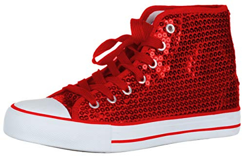 Brandsseller - Zapatillas deportivas para mujer con lentejuelas, altura media