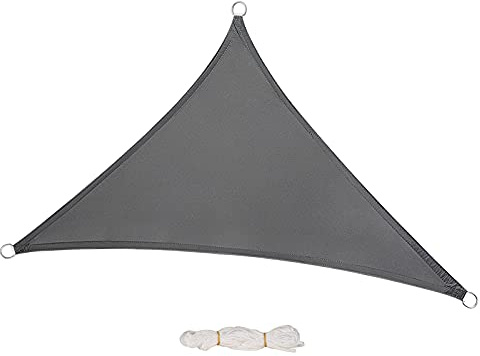 Laneetal Sonnensegel 5x5x7m dreieckig 160g/m² Polyester Sonnenschutz Schattenspender UV Schutz für Garten Balkon Terrasse Grau
