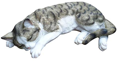 Fachhandel Plus Dekofigur Katze schlafend Tierfigur Katzenfigur Deko für Innen und Außen Hauskatze Indoor Outdoor