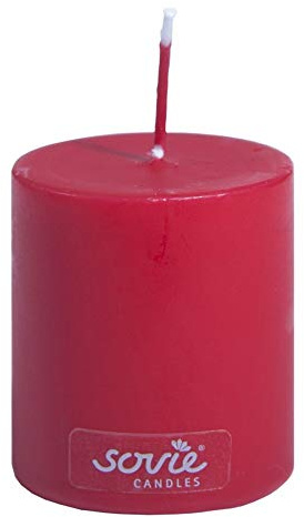 Sovie CANDLES Stumpenkerzen in ROT, Ø 5 cm x H 6 cm, 24 Stück, ca. 16 Std Brenndauer pro Kerze, duftfrei, Qualitätskerzen Blockkerzen aus Paraffin