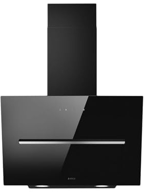 Elica SHY-BLK-60 60cm Angled Chimney Cooker Hood - Black Glass - For Ducted/Recirculating Ventilation