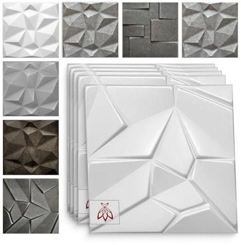 5 m²/3D - Panneaux muraux - Revêtement mural - Panneaux de plafond - Panneaux Mercure - En polystyrène - Blancs (5 m² = 20 pièces)