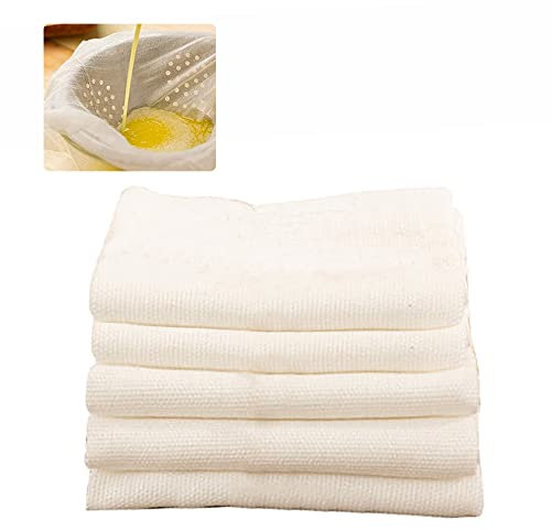 STCRERAG 5 PCS Leinentücher Polyester-Baumwolle Filter Cloth Saft Filtertuch Küche Passiertuch, Wiederverwendbar Verschleißfest Dampftuch Käsetuch Weiß leinentuch für Milch Sojamilch Wein (50 * 50cm)