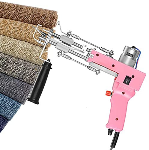 XYEJL Tufting Gun Alfombra,Tufting Machine Pistola,eléctrica de la Alfombra, 2 in1 Manual Cut/Loop Pile Carpet,máquina de Bordado Industrial,Herramientas para hogar,220V-pink