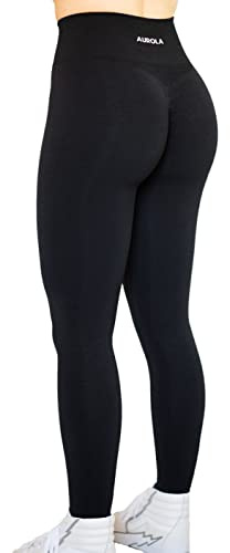 AUROLA Träningsleggings utan söm för kvinnor, scrunch tights, magkontroll, gym, fitness, tjej, sport, aktiva yogabyxor, L