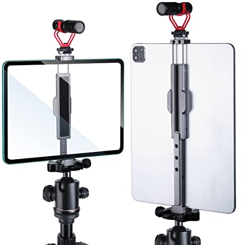 Arnarkok Tablet-Halterung aus Metall, 20,1-32,8 cm (7,9-12,9 Zoll) iPad-Halterung für Stativ mit drehbarem Kaltschuh, 2 Acra Swiss QR-Halterung,Tablet-Halterung, iPad-Stativ für Videoaufnahmen