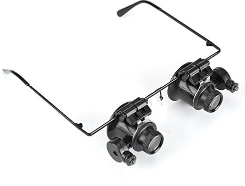 Cocoarm 20 Fache Vergrößerung Lupenbrillen Brillenlupe mit 2 LED Licht Uhrenreparaturbrillen Vergrößerungsglas Lupe für Juwelier Uhrmacher und Feinmechanische Reparaturen