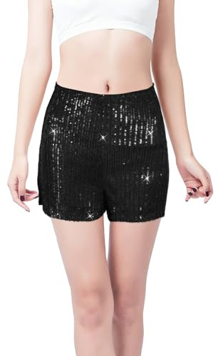 Luter Glitzer Party Shorts, Pailletten Hohe Taille Elastische Schwarze Shorts für Frauen ERAS Tour Outfits Gerade