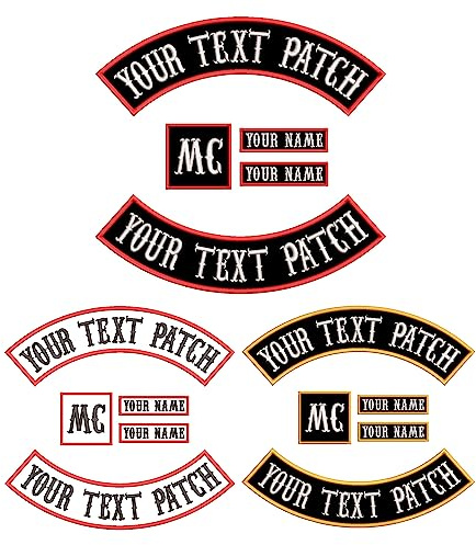 XREMB Individuell bestickte Motorrad-Aufnäher, 5 Stück, personalisierte Stickerei, Rocker-Aufnäher, Fahrer Motorrad-Aufnäher zum Aufnähen/Aufbügeln für Jacken (5 Stück)