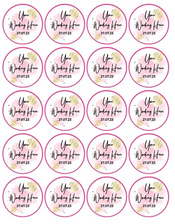 edible 20 x Personalised cupcake toppers uncut -PINK - Any occasion/Any wording - hen/baby shower/retirement/birthday etc (wafer card)