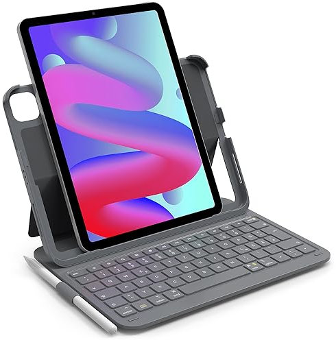 Inateck iPad 10 Generation Hülle mit Tastatur, für iPad 11 Gen. A16 2025 11 Zoll, Air 11 Zoll M3/M2 (2025/2024),Air 5/4, Pro 11 4/3/2/1,QWERTZ,Ultraleichte Tastatur mit Stifthalter,AirTap BK2007