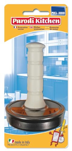 PARODI & PARODI - Batticarne Acciaio con Manico a Pugno Polipropilene, Batti Carne Liscio Lavabile Antiruggine, Accessori Cucina per Assottigliare Manzo Pollo Maiale, Utensili Cucina 18x6x8,5 Diametro