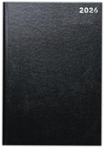 Terminplaner für 2024, A4, A5, A6, Tagesansicht/Wochenansicht, PU-Leder, Ganzjahresplaner, Schreibtisch, Samstag, Sonntag, geteilte Seite (A5 Dap, Schwarz)
