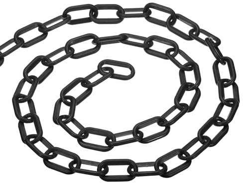 PATIKIL 39ft Plastic Barrier Chain, Safety Barrier Chain Plastic Chain Links Crowd Control Barrier for Fence Gate Garden Construction Driveway Elevator Parking Lot, Black