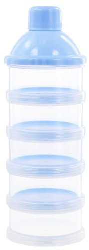 Baby Milk Powder Dispenser, Portable 5 Layers Baby Feeding Storage Container, with 5 Transparent Compartments, Snack Storage Container, for Travel and Outdoor Activities (Blue)