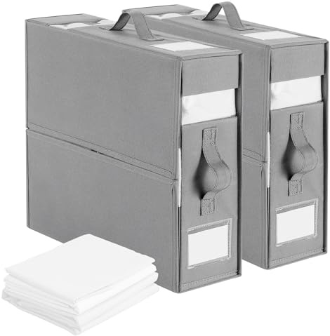 Bettwäsche Organizer, Bettwäsche Aufbewahrungstasche mit Markierungsrahmen, Linen Organizer mit Großem Fassungsvermögen, Geeignet zur Aufbewahrung Von Laken, Kleidung, Kissenbezügen, Decken