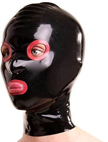 ZOUTYI 100% Latex Maske Gummi SM Fetisch Bondage Maske Latex 0,40 Mm Dicke Vollgesichtsmaske Adult Sexy Party Coole Stil Augenmaske Die Bemerkenswerteste Maske Voller Geheimnisse,Schwarz,XS