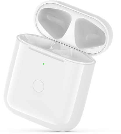 BRILLESS Custodia di ricarica wireless compatibile con AirPods di prima e seconda generazione, scatola di ricarica Bluetooth di ricambio con pulsante di sincronizzazione di accoppiamento