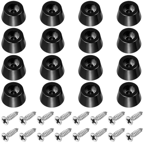 PATIKIL Cutting Board Feet, 16 Pack Round Rubber Feet Bumpers Non Slip Bumper Pads with Stainless Steel Screws for Furniture Chairs Desks Electronics (0.12Wx0.28H)