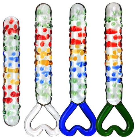 Tplkxurib 4 Typen Groß Partikel Glas Analplug Buttplug mit Handhaben Kristall Analdildo Glasdildo Masturbationplug Anale Stecker Prostata Stimulator Erotik Sexspielzeuge für Männer Frauen,Clear,C