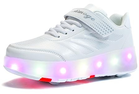 HUSKSWARE Rollschuhe, 4-Rad-Skateschuhe, Jugendliche Schuhe mit Rollen, Unisex Sportschuhe, Weiß, 32EU